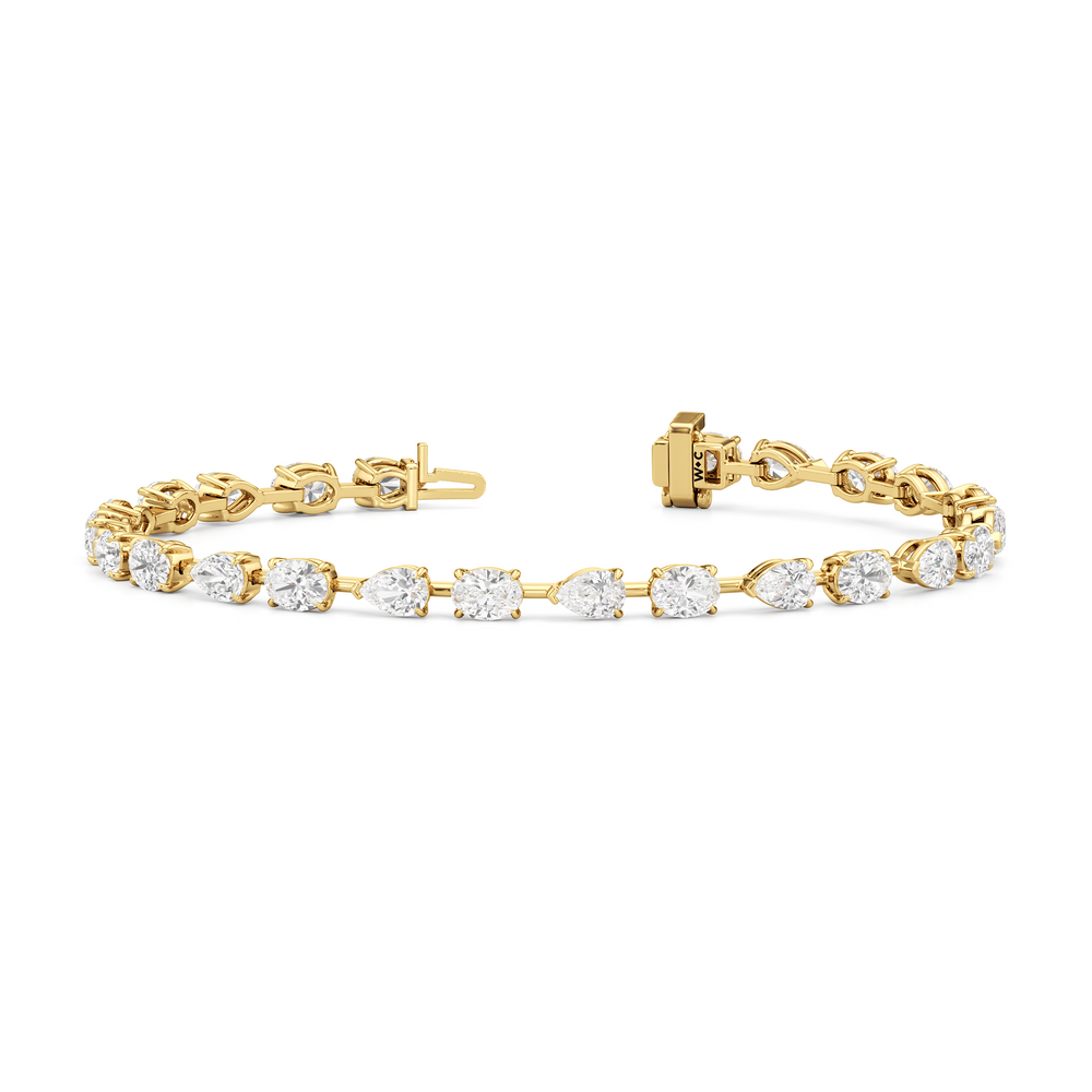 Pear and Oval Tennis Bracelet with 6 Cut Diamond in 14KT Yellow Gold view 2
