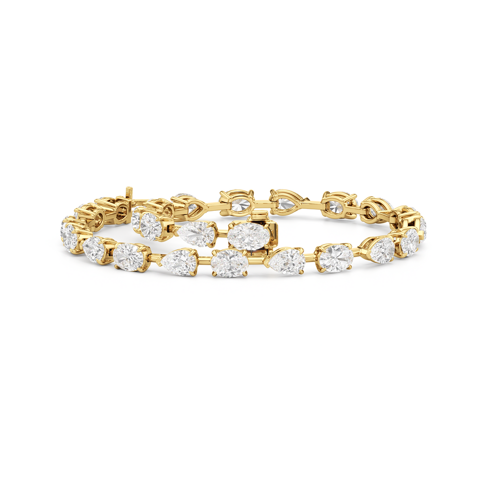 Pear and Oval Tennis Bracelet with 6 Cut Diamond in 14KT Yellow Gold view 3
