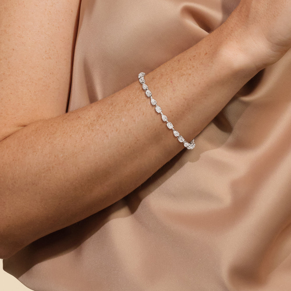 Pear and Oval Tennis Bracelet with 6 Cut Diamond in 14KT White Gold view 4
