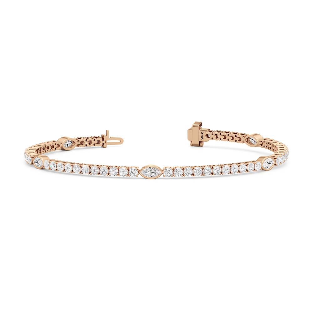 Marquise Station Tennis Bracelet with 4 1/2 Cut Diamond in 14KT Rose Gold view 2
