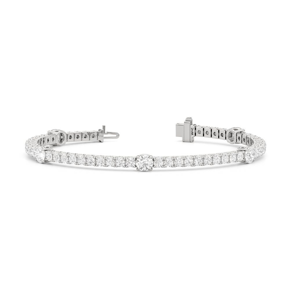 Round Station Tennis Bracelet with 6 1/2 Cut Diamond in 14KT White Gold view 2
