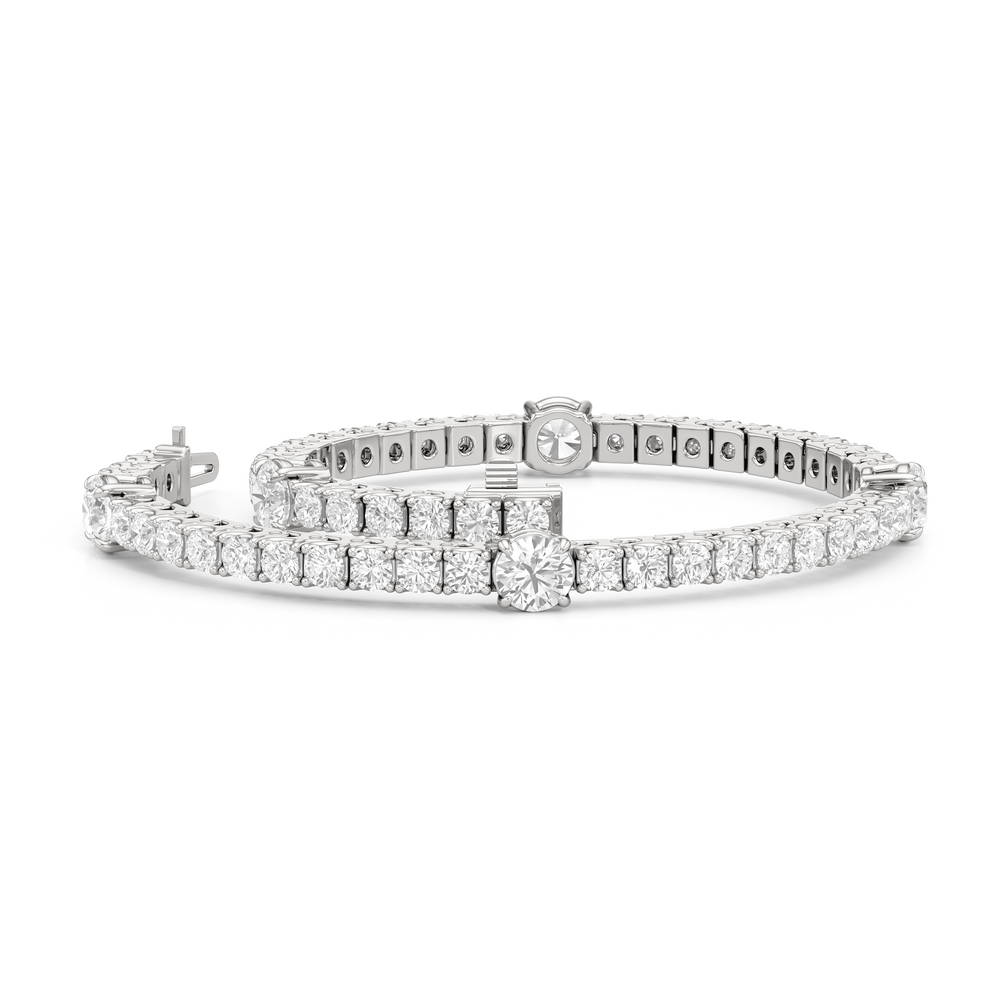 Round Station Tennis Bracelet with 6 1/2 Cut Diamond in 14KT White Gold view 3
