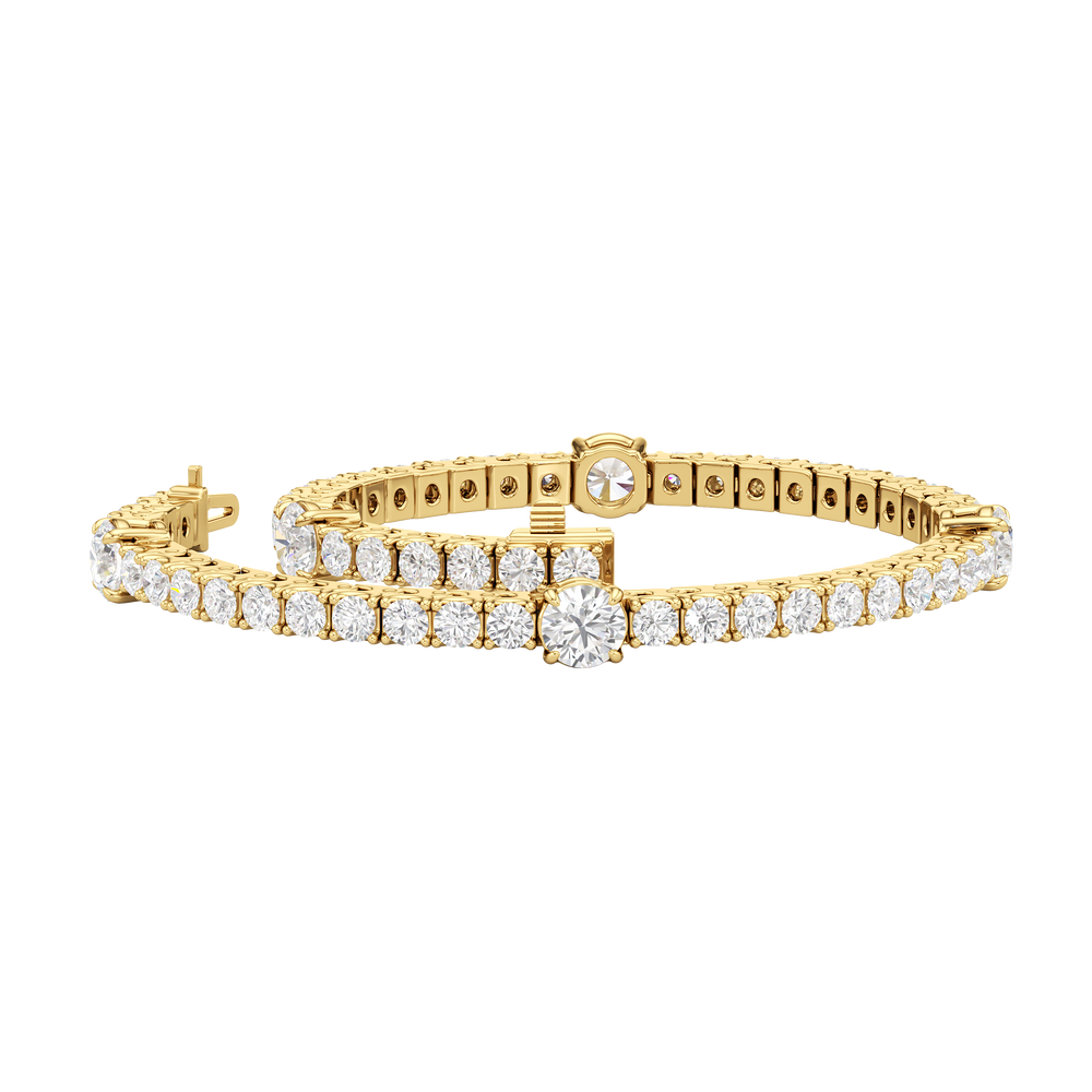 Round Station Tennis Bracelet with 6 1/2 Cut Diamond in 14KT Yellow Gold view 3
