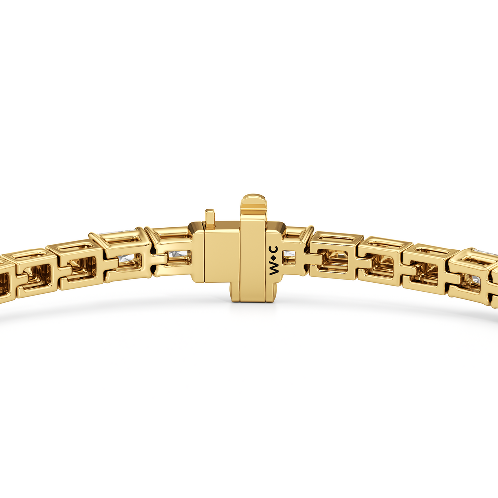 Gold Blocks and East-West Emerald Tennis Bracelet with 5 1/2 Cut Diamond in 14KT Yellow Gold view 7

