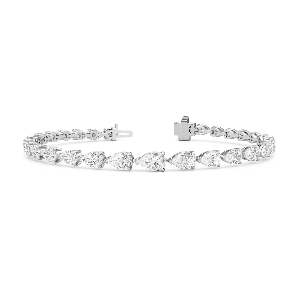 Graduating Pear Tennis Bracelet with Lab Cut Diamond in 14KT White Gold view 2
