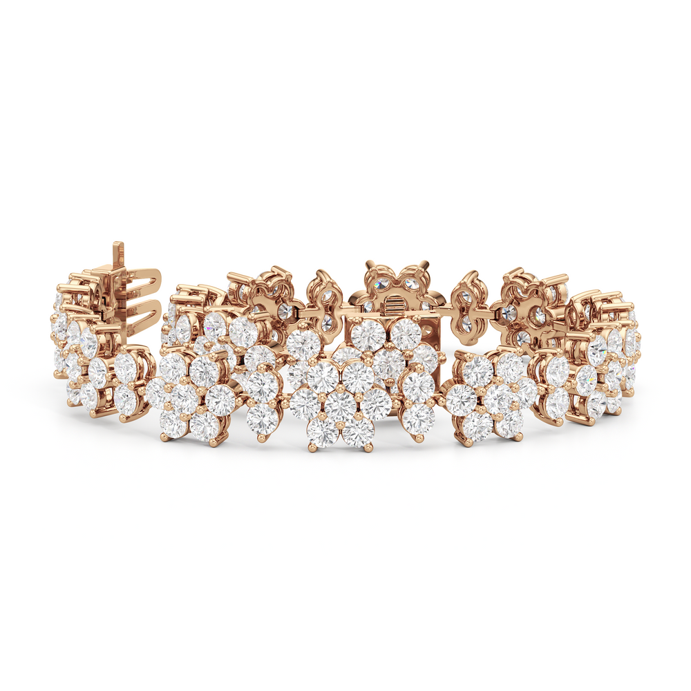 Cherry Blossom Bracelet with Lab Cut Diamond in 14KT Rose Gold view 2
