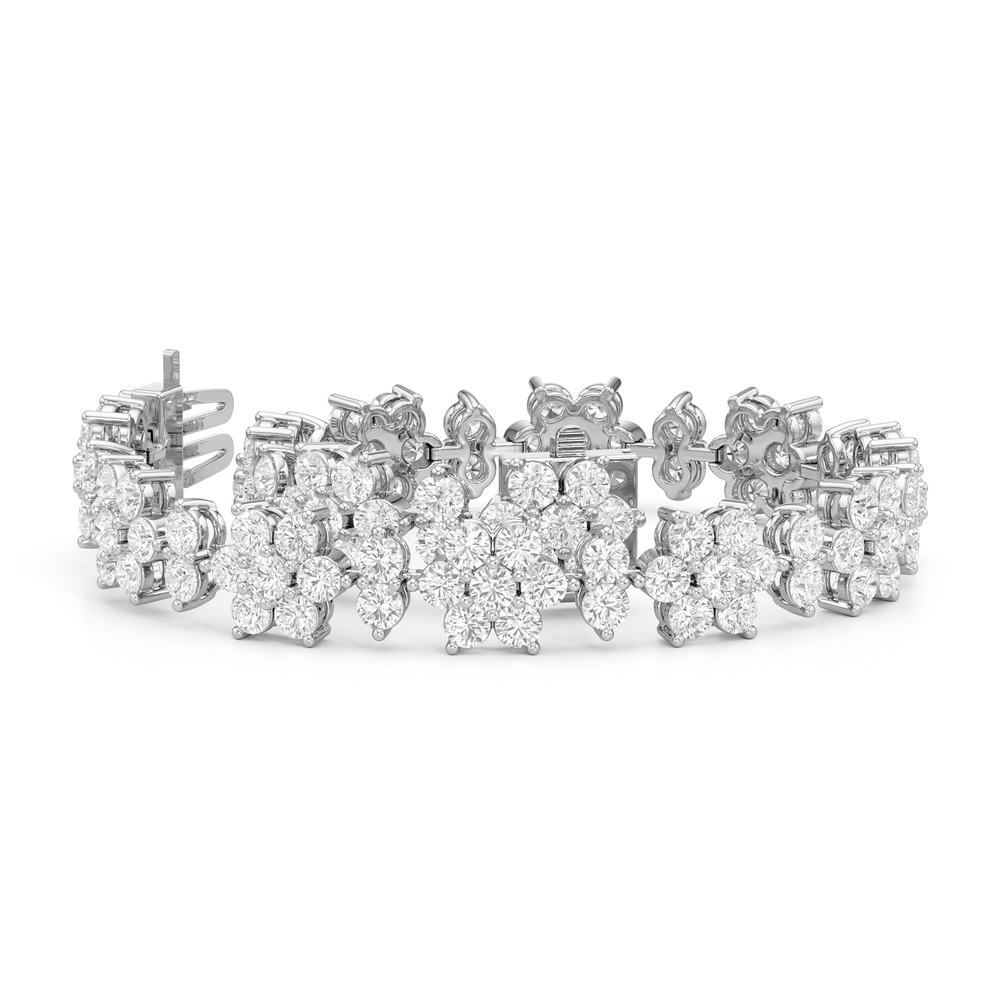Cherry Blossom Bracelet with Lab Cut Diamond in 14KT White Gold view 2
