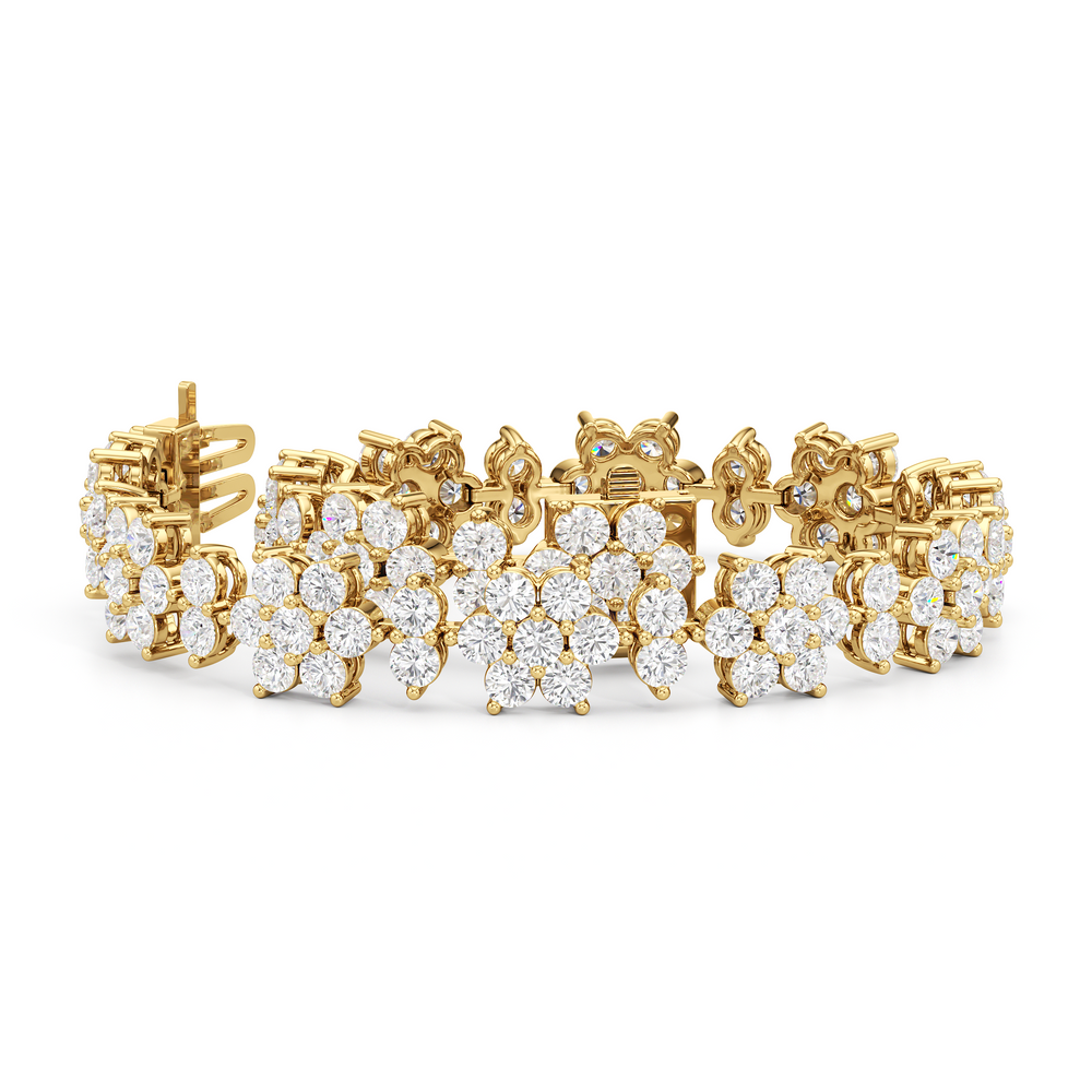 Cherry Blossom Bracelet with Lab Cut Diamond in 14KT Yellow Gold view 2
