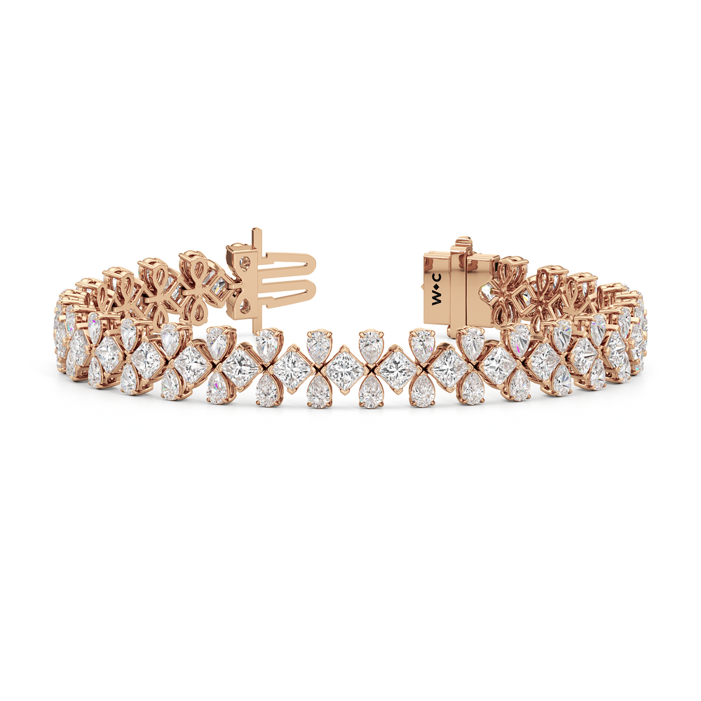 Fluer De Lis Tennis Bracelet with Lab Cut Diamond in 14KT Rose Gold view 2
