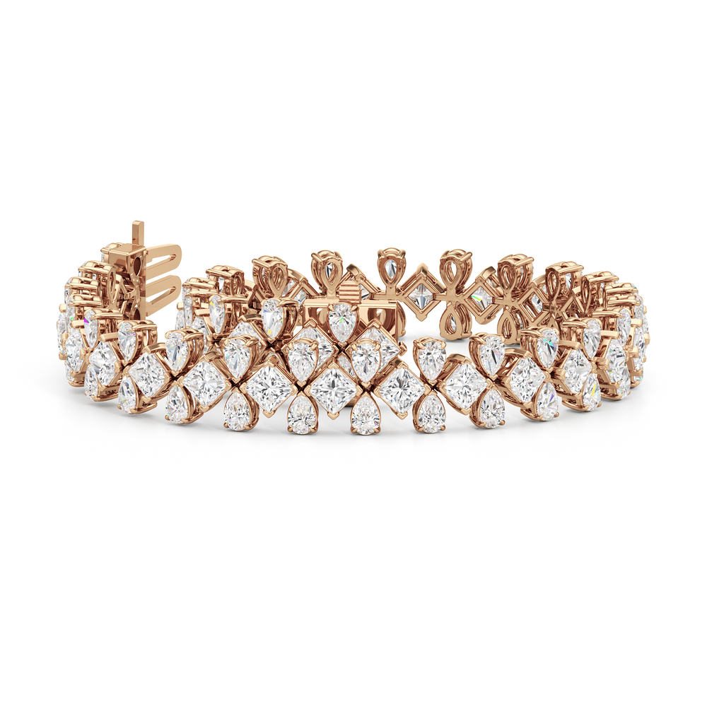 Fluer De Lis Tennis Bracelet with Lab Cut Diamond in 14KT Rose Gold view 3
