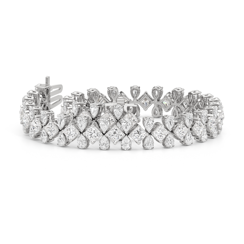 Fluer De Lis Tennis Bracelet with Lab Cut Diamond in 14KT White Gold view 3
