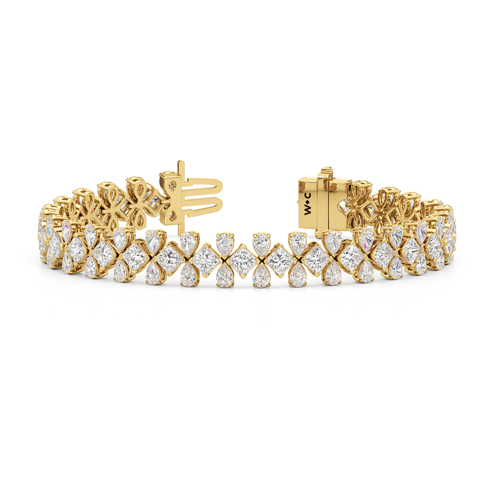 Fluer De Lis Tennis Bracelet with Lab Cut Diamond in 14KT Yellow Gold view 2
