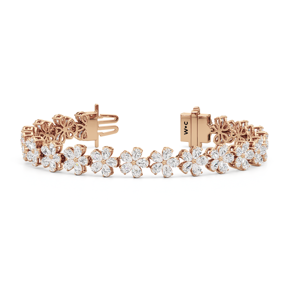 Daisy Bracelet with Lab Cut Diamond in 14KT Rose Gold view 1
