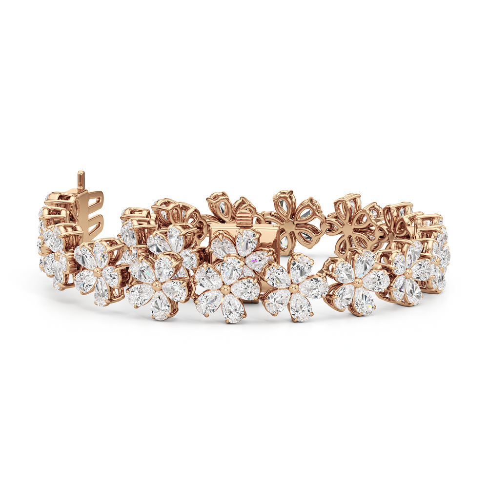 Daisy Bracelet with Lab Cut Diamond in 14KT Rose Gold view 2
