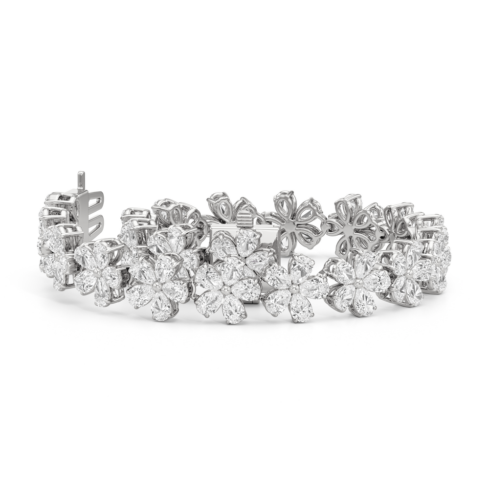 Daisy Bracelet with Lab Cut Diamond in 14KT White Gold view 2
