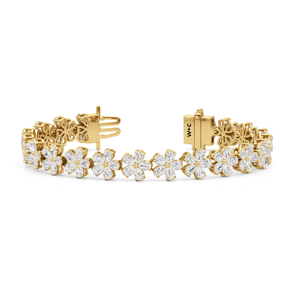 Daisy Bracelet with Lab Cut Diamond in 14KT Yellow Gold view 1
