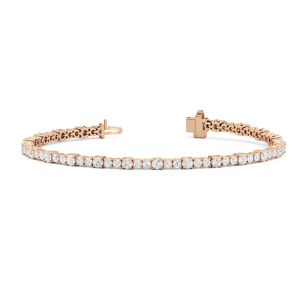Round Sequenced Tennis Bracelet with 3 5/8 Cut Diamond in 14KT Rose Gold view 2
