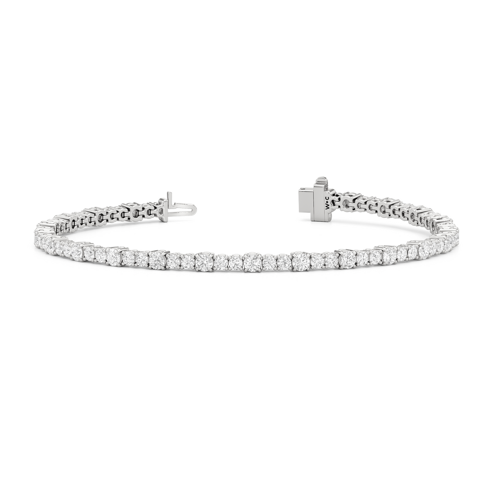 Round Sequenced Tennis Bracelet with 3 5/8 Cut Diamond in 14KT White Gold view 2
