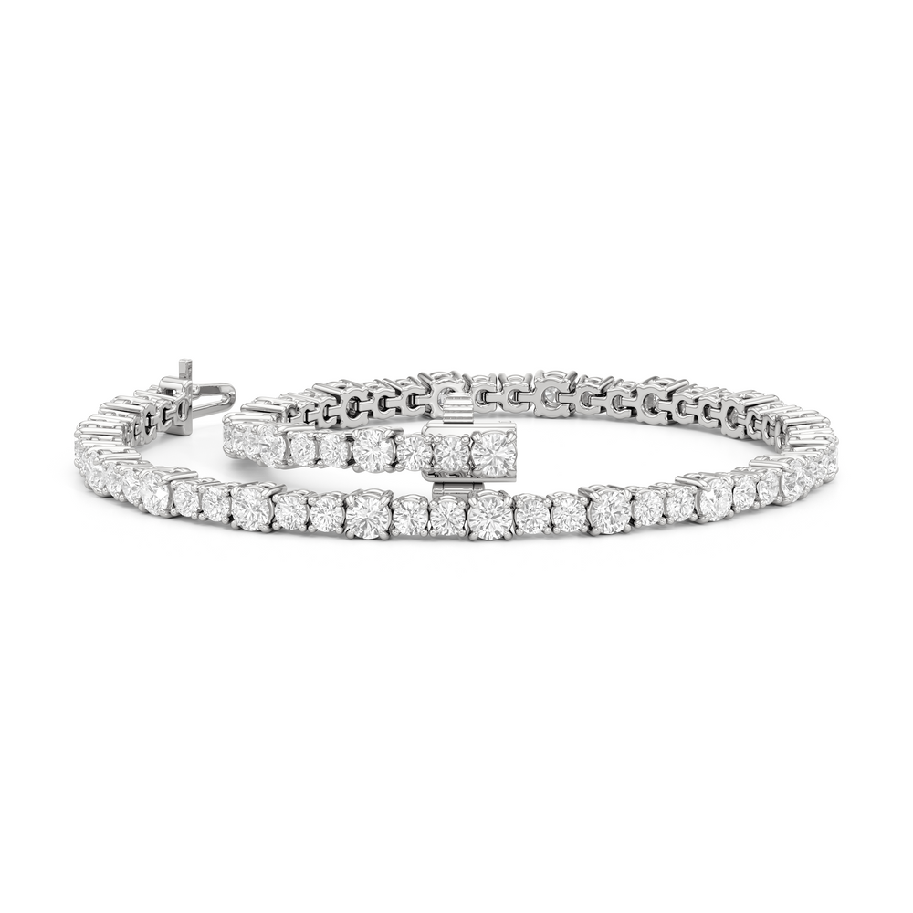 Round Sequenced Tennis Bracelet with 3 5/8 Cut Diamond in 14KT White Gold view 5
