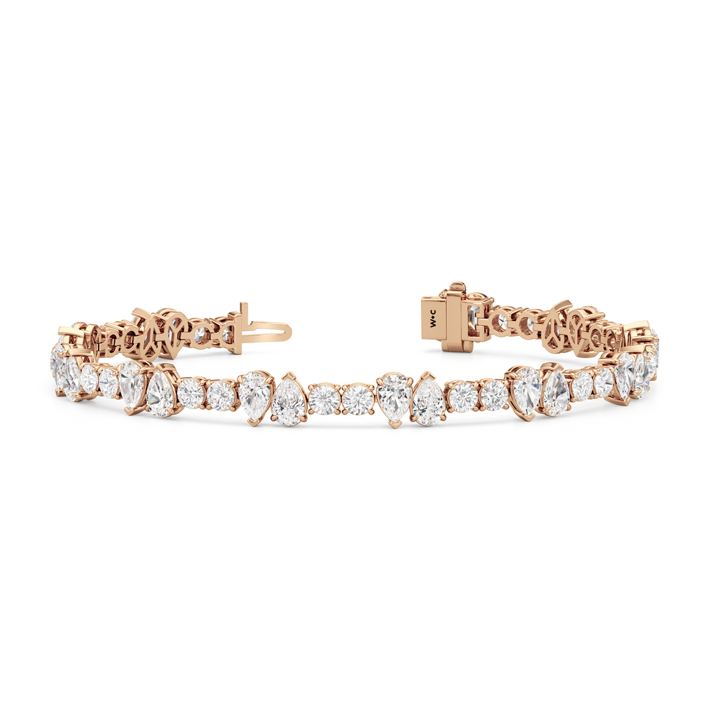 North-South Pear Sequenced Tennis Bracelet with Lab Cut Diamond in 14KT Rose Gold view 2
