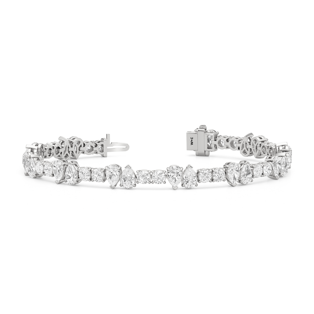 North-South Pear Sequenced Tennis Bracelet with Lab Cut Diamond in 14KT White Gold view 2
