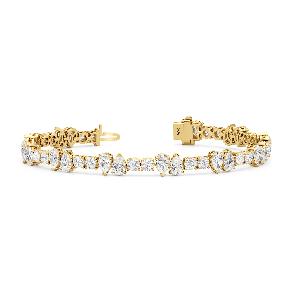 North-South Pear Sequenced Tennis Bracelet with Lab Cut Diamond in 14KT Yellow Gold view 2
