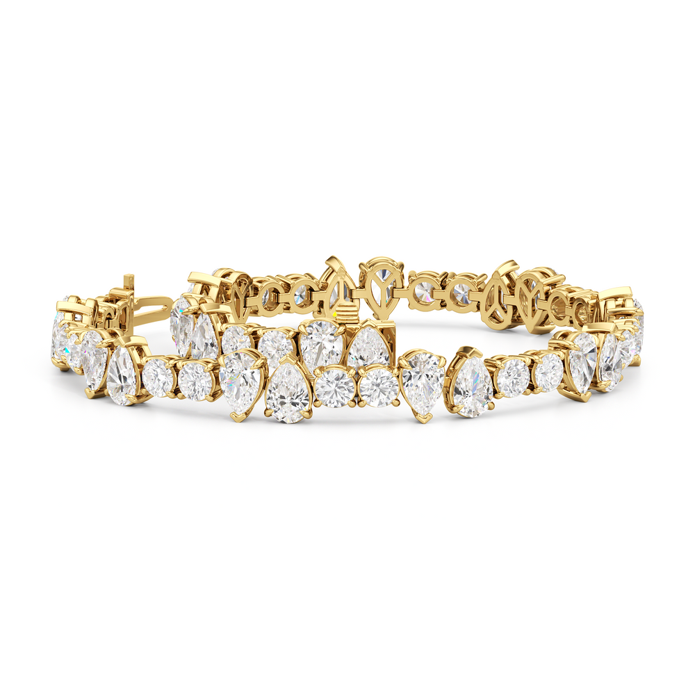 North-South Pear Sequenced Tennis Bracelet with Lab Cut Diamond in 14KT Yellow Gold view 3
