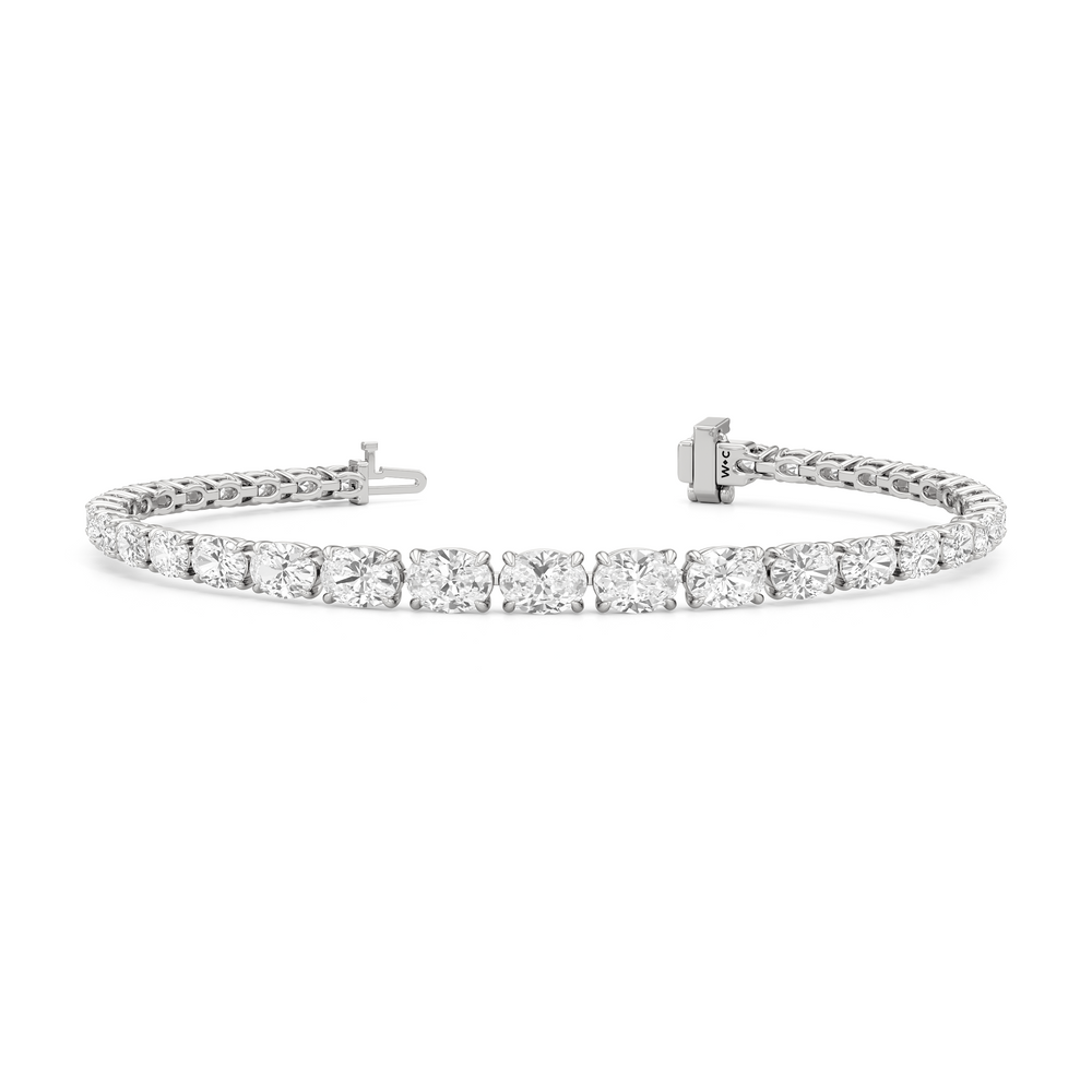 Graduating Oval Tennis Bracelet with Lab Cut Diamond in 14KT White Gold view 2

