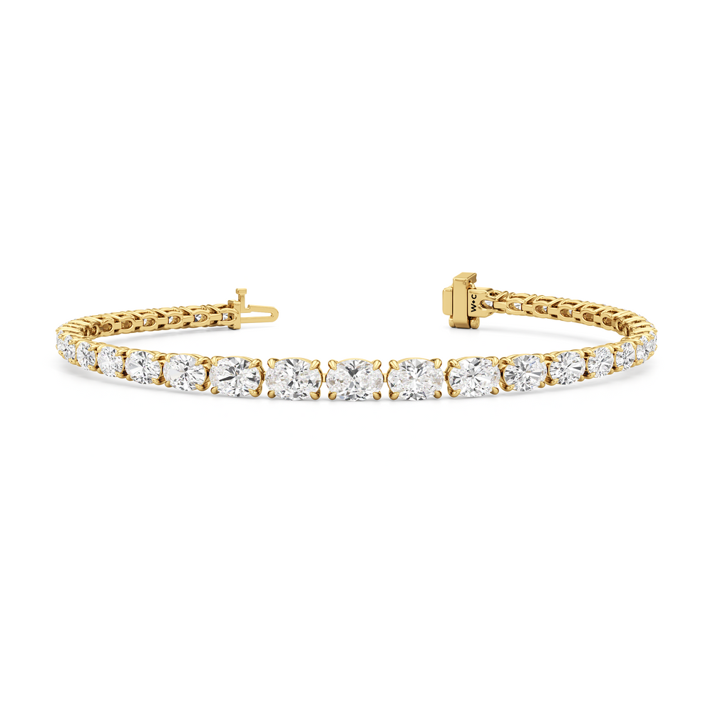 Graduating Oval Tennis Bracelet with Lab Cut Diamond in 14KT Yellow Gold view 2
