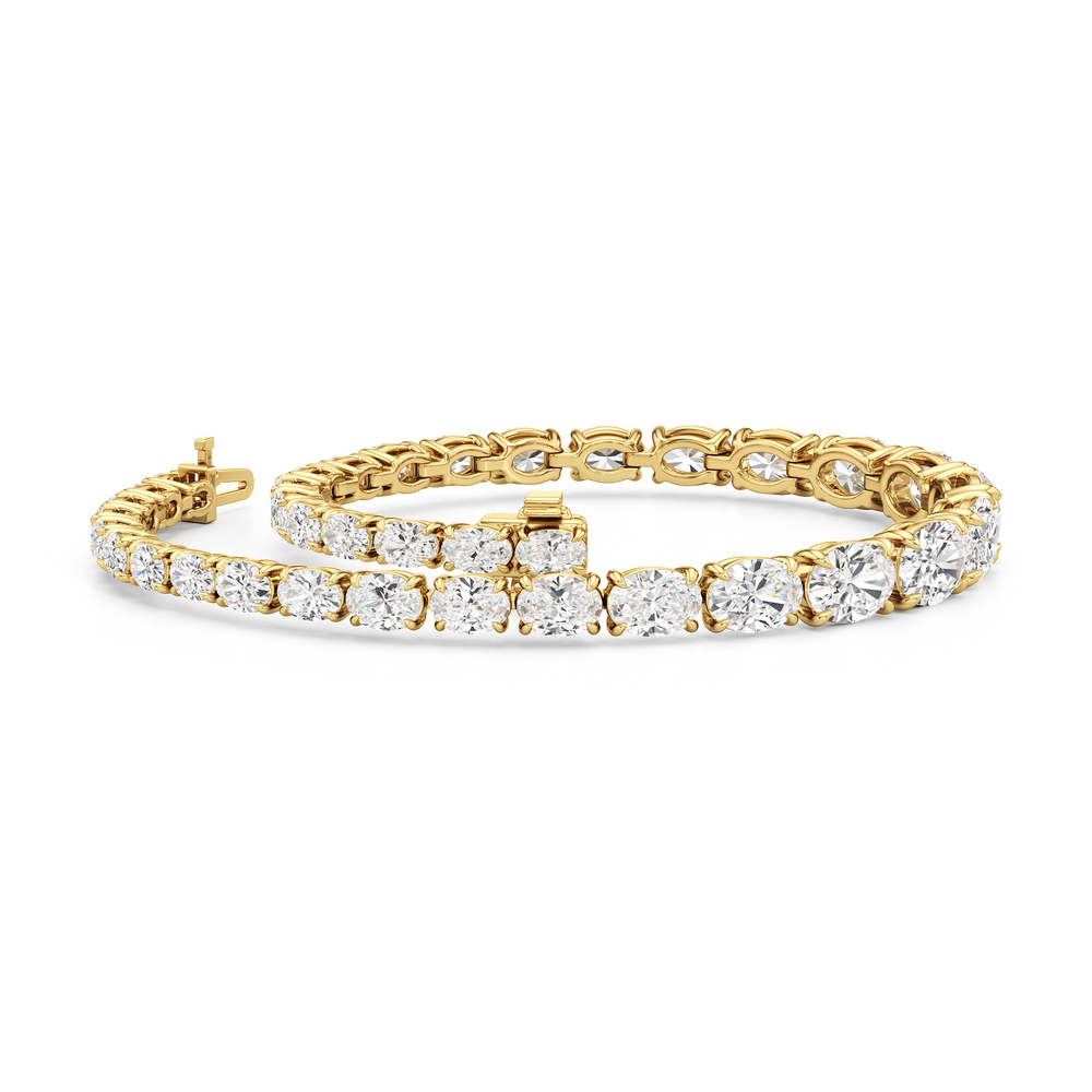Graduating Oval Tennis Bracelet with Lab Cut Diamond in 14KT Yellow Gold view 3
