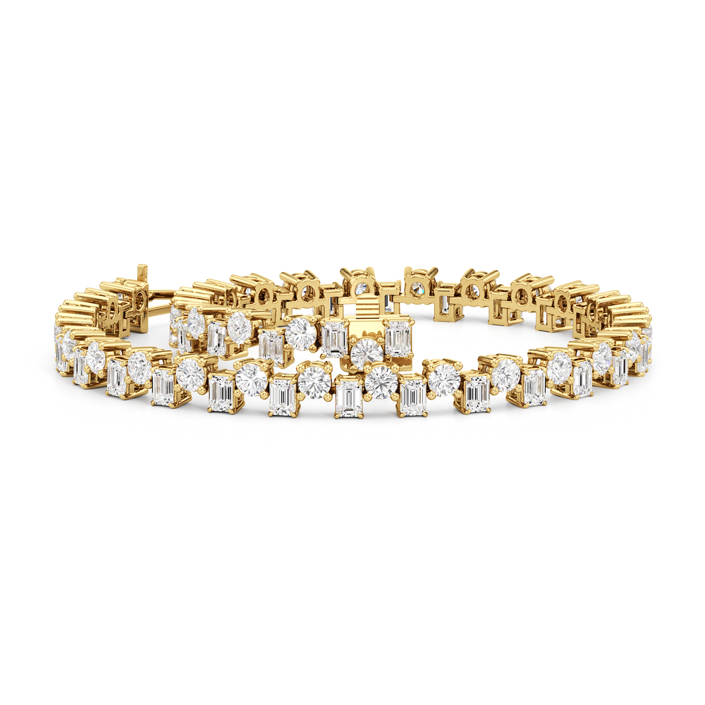 Staggered Tennis Bracelet with Lab Cut Diamond in 14KT Yellow Gold view 3
