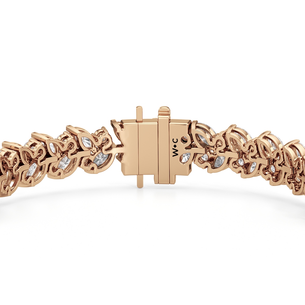 Woven Round and Marquise Tennis Bracelet with Lab Cut Diamond in 14KT Rose Gold view 7
