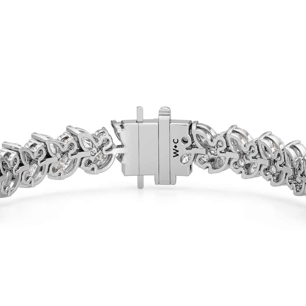 Woven Round and Marquise Tennis Bracelet with Lab Cut Diamond in 14KT White Gold view 7
