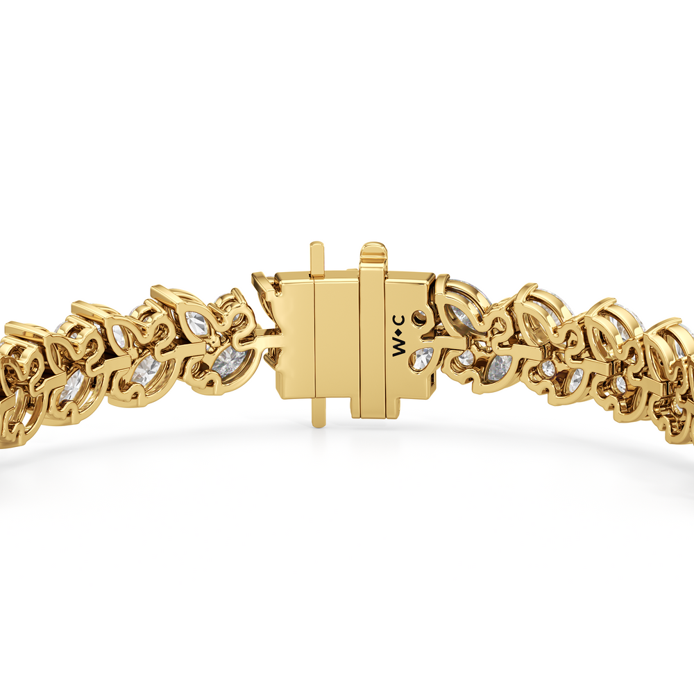 Woven Round and Marquise Tennis Bracelet with Lab Cut Diamond in 14KT Yellow Gold view 7
