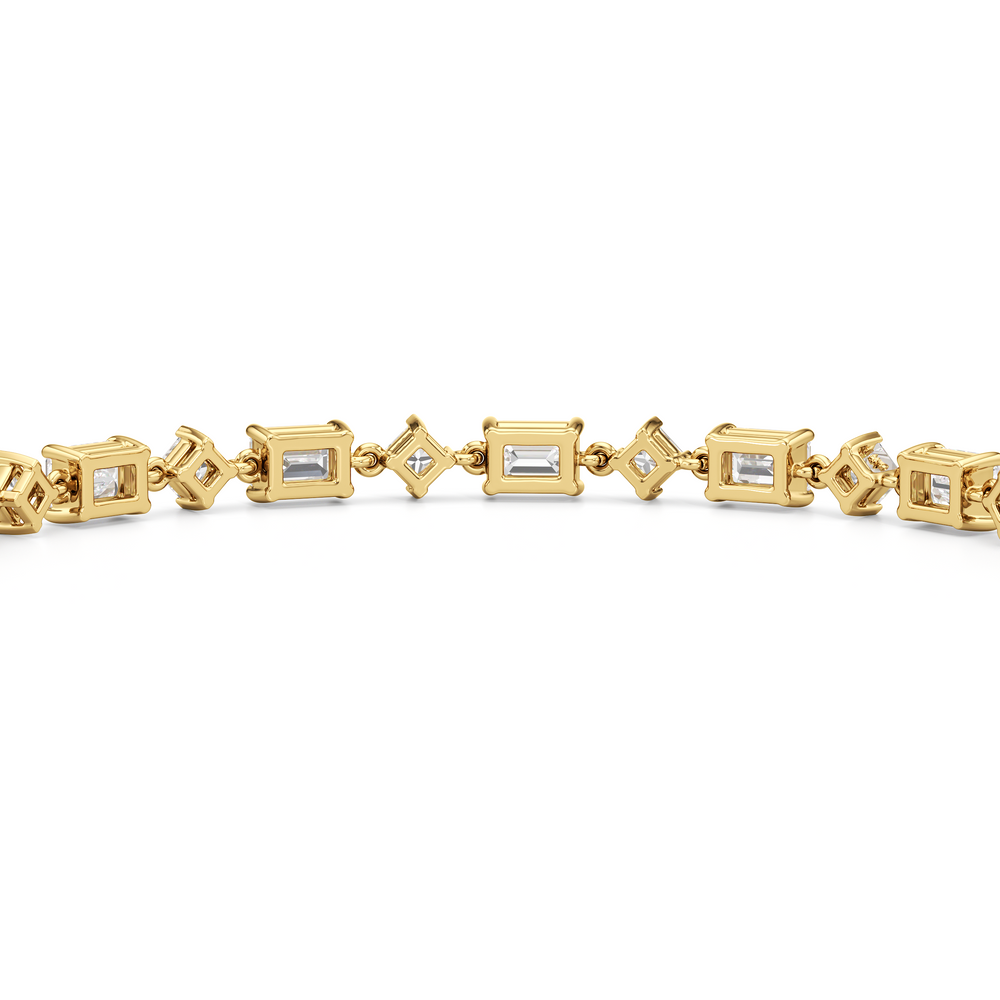 Alternating Emerald and Princess Tennis Bracelet with 7 1/8 Cut Diamond in 14KT Yellow Gold view 8
