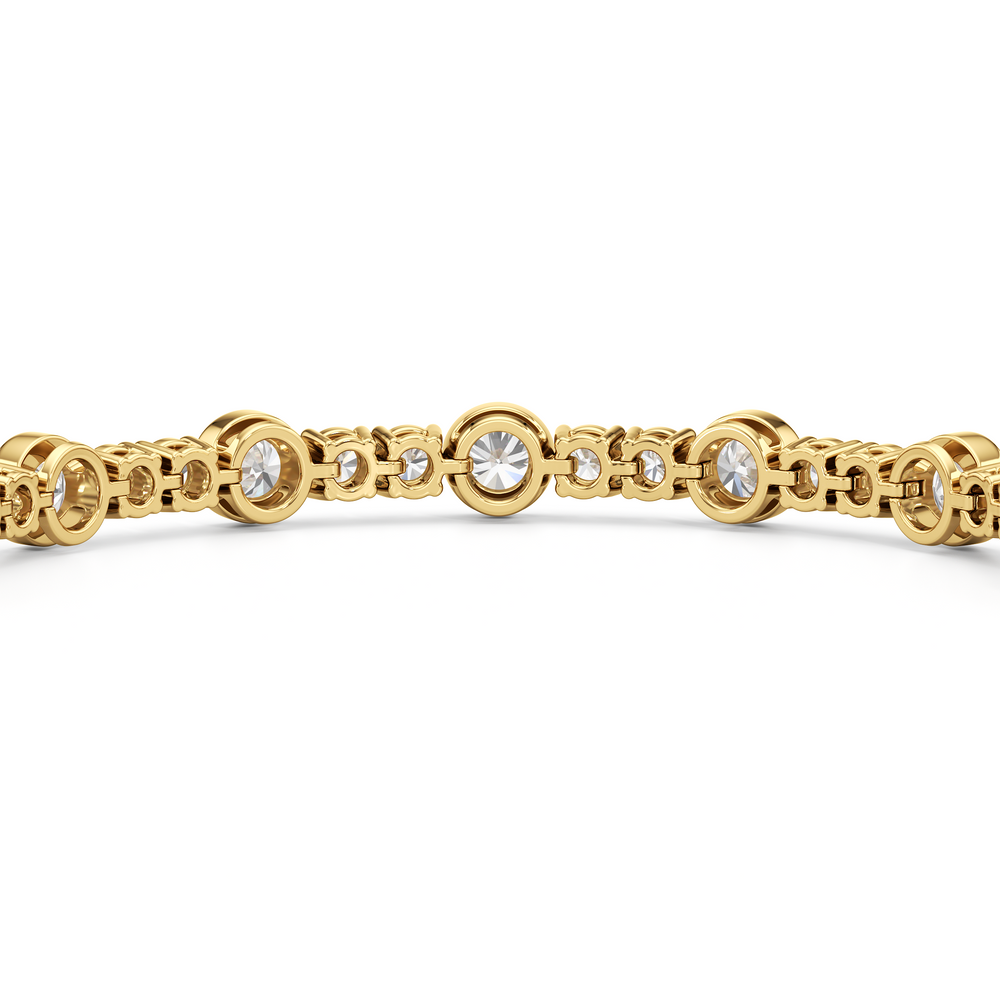 Stationed Round Bezel Set Tennis Bracelet with 6 3/8 Cut Diamond in 14KT Yellow Gold view 8

