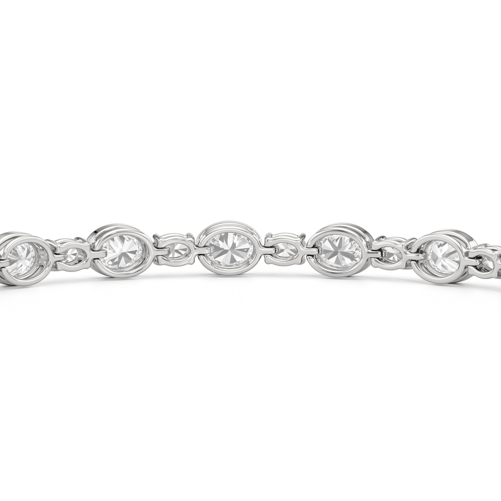 Bezel Oval Alternating Tennis Bracelet with 7 5/8 Cut Diamond in 14KT White Gold view 8

