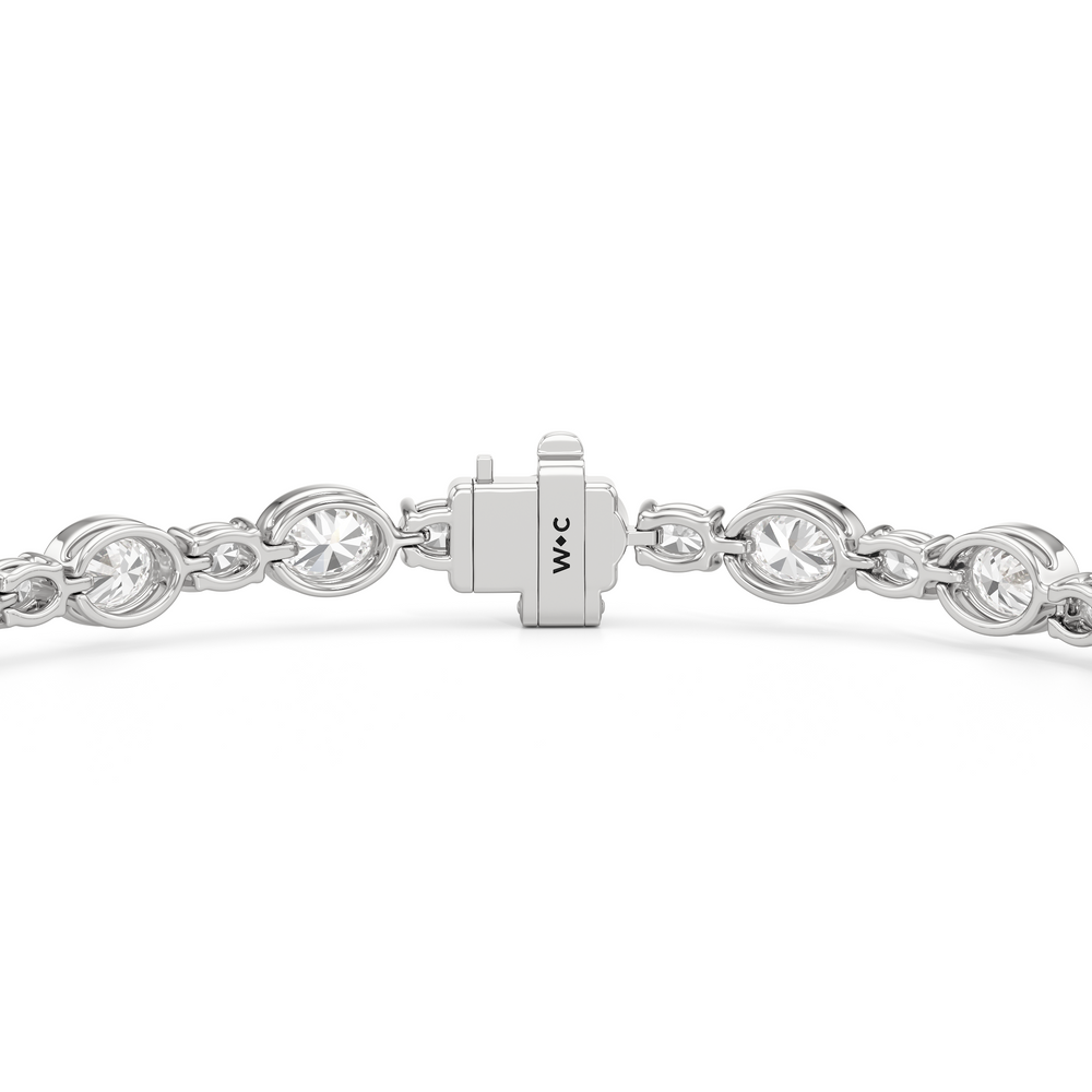 Bezel Oval Alternating Tennis Bracelet with 7 5/8 Cut Diamond in 14KT White Gold view 7
