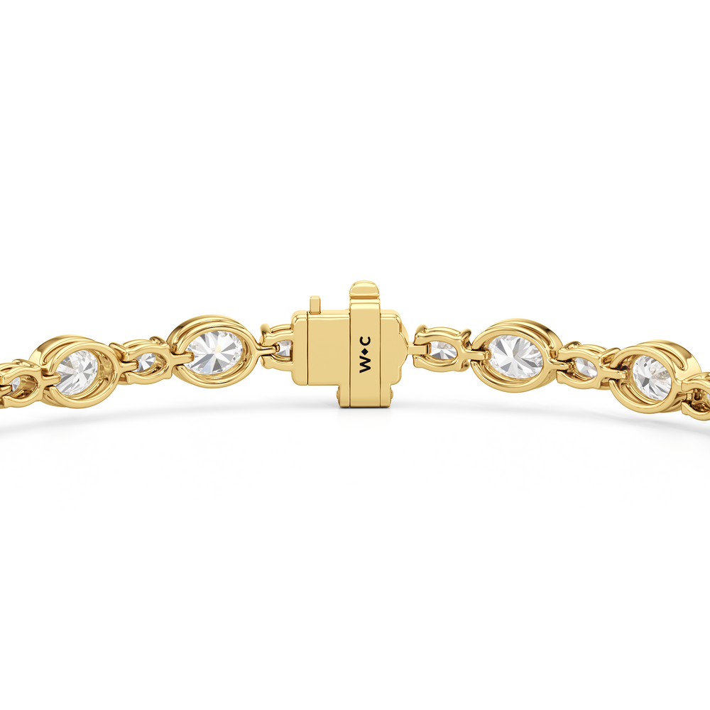 Bezel Oval Alternating Tennis Bracelet with 7 5/8 Cut Diamond in 14KT Yellow Gold view 7
