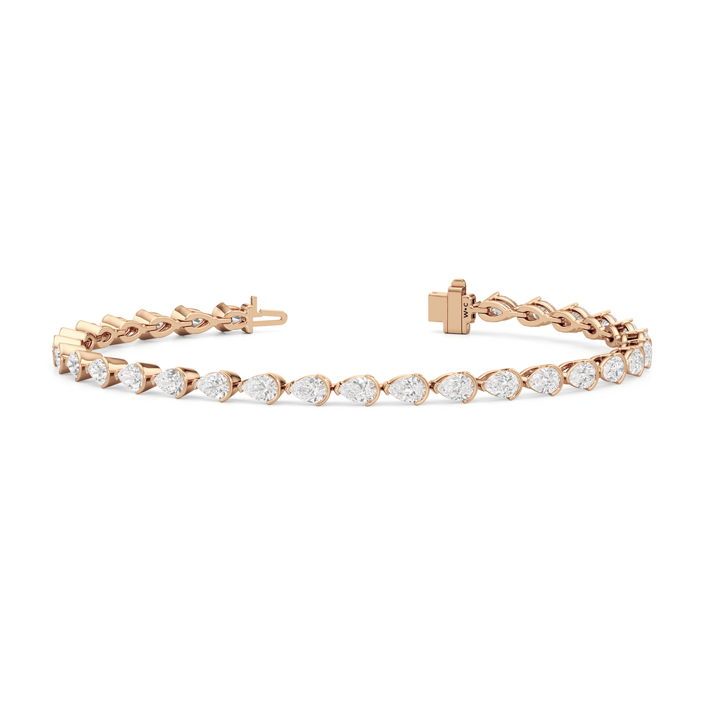 Trailing Pear Tennis Bracelet with 5 1/4 Cut Diamond in 14KT Rose Gold view 2
