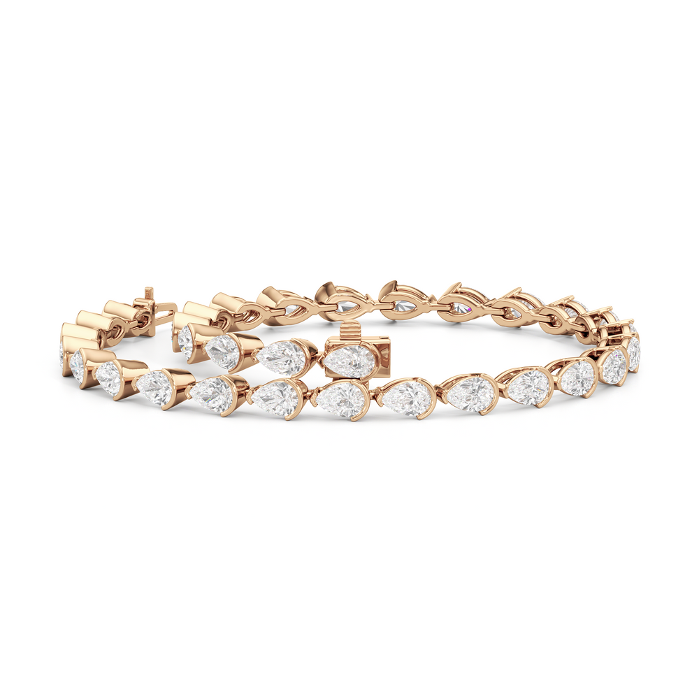 Trailing Pear Tennis Bracelet with 5 1/4 Cut Diamond in 14KT Rose Gold view 3

