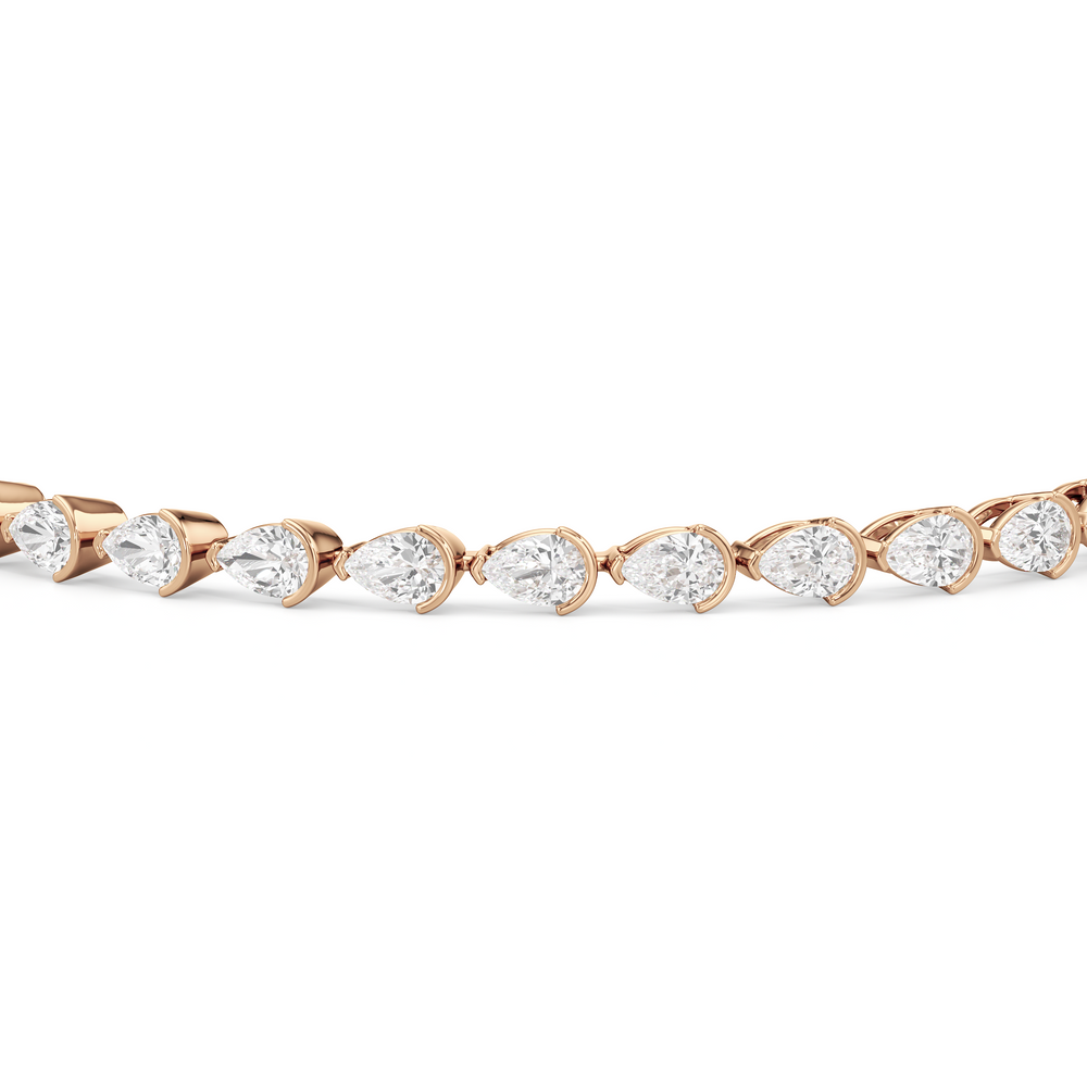 Trailing Pear Tennis Bracelet with 5 1/4 Cut Diamond in 14KT Rose Gold view 6

