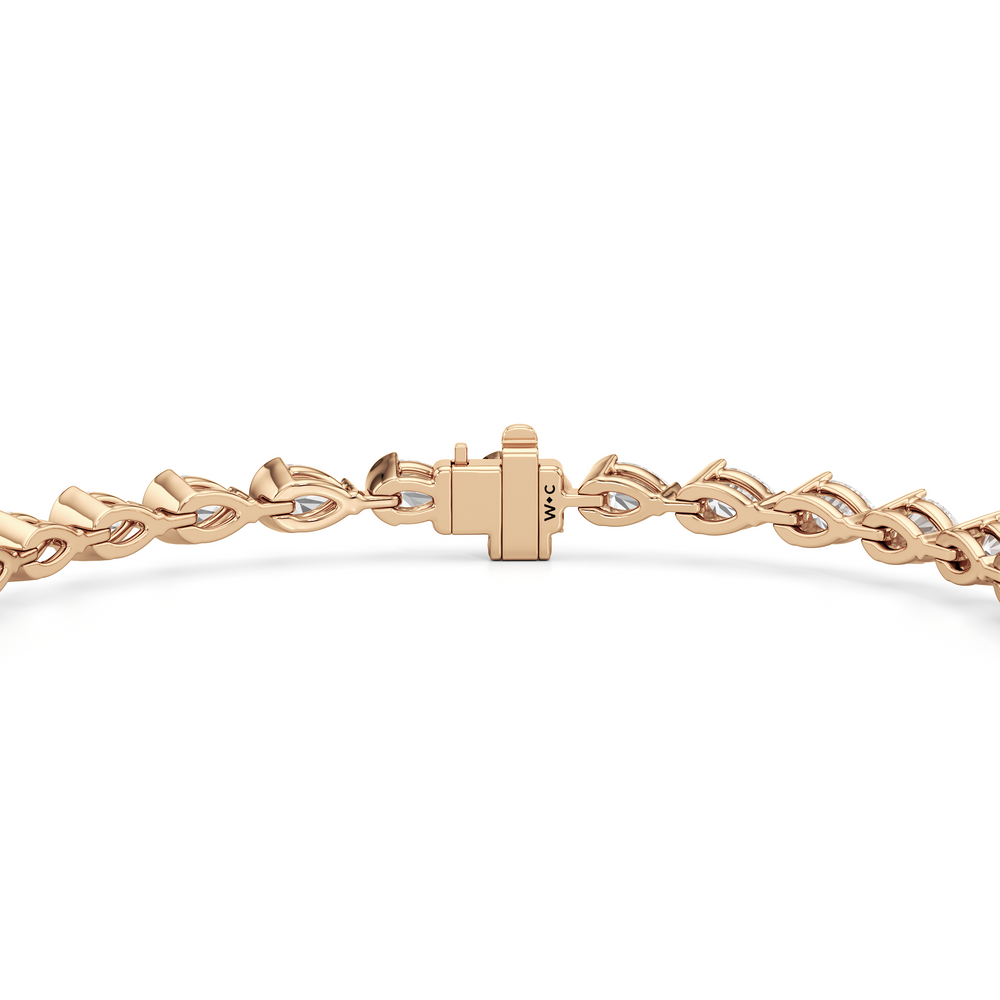 Trailing Pear Tennis Bracelet with 5 1/4 Cut Diamond in 14KT Rose Gold view 7
