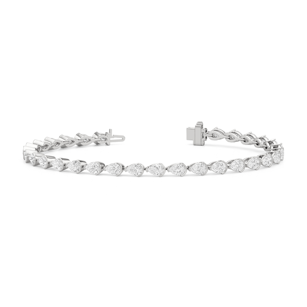 Trailing Pear Tennis Bracelet with 5 1/4 Cut Diamond in 14KT White Gold view 2
