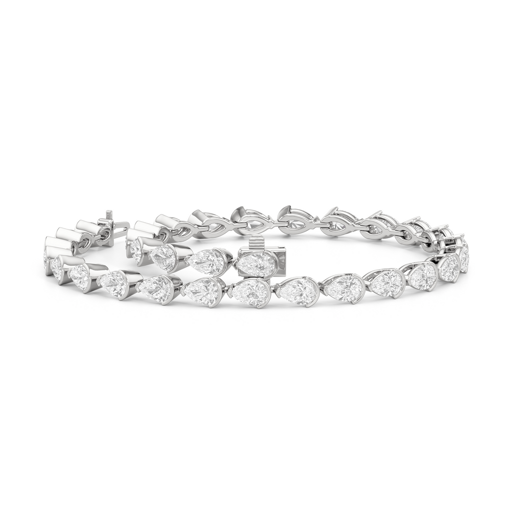 Trailing Pear Tennis Bracelet with 5 1/4 Cut Diamond in 14KT White Gold view 3
