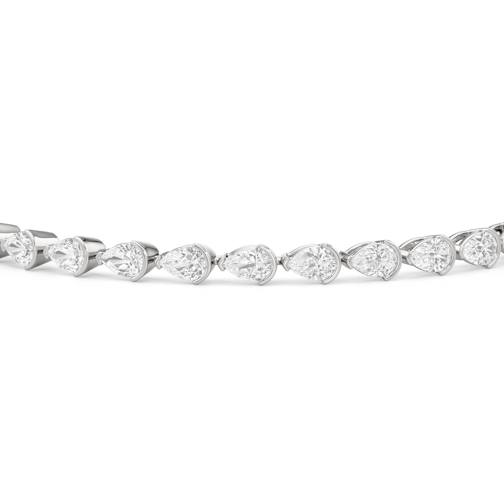 Trailing Pear Tennis Bracelet with 5 1/4 Cut Diamond in 14KT White Gold view 6
