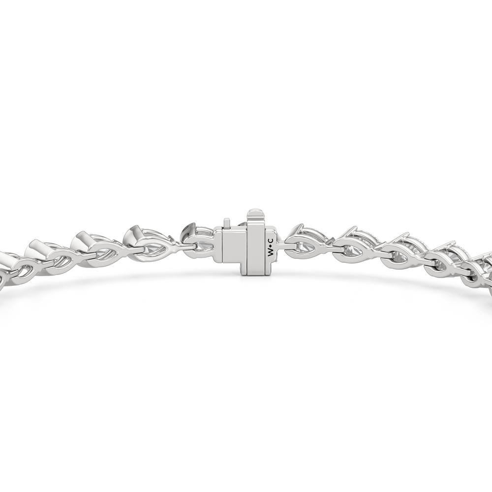 Trailing Pear Tennis Bracelet with 5 1/4 Cut Diamond in 14KT White Gold view 7
