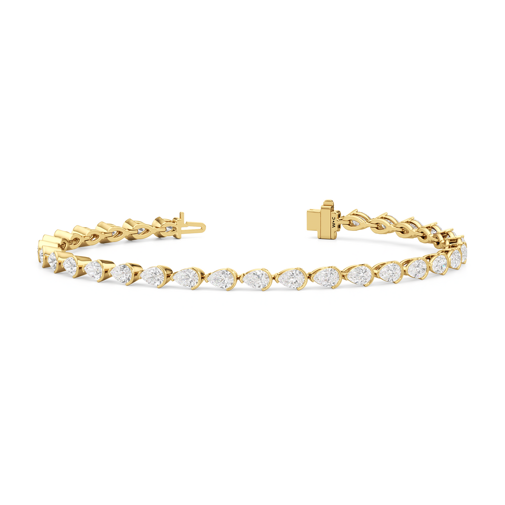 Trailing Pear Tennis Bracelet with 5 1/4 Cut Diamond in 14KT Yellow Gold view 2
