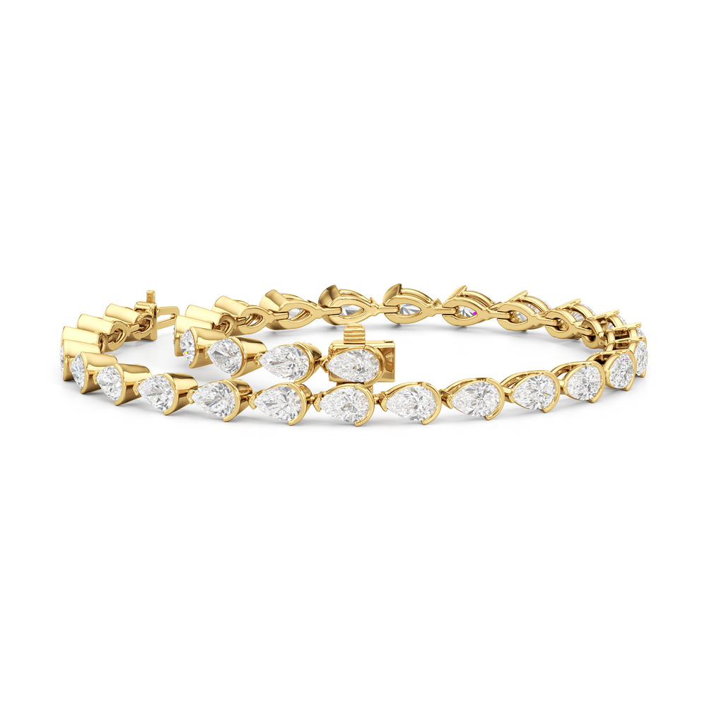 Trailing Pear Tennis Bracelet with 5 1/4 Cut Diamond in 14KT Yellow Gold view 3
