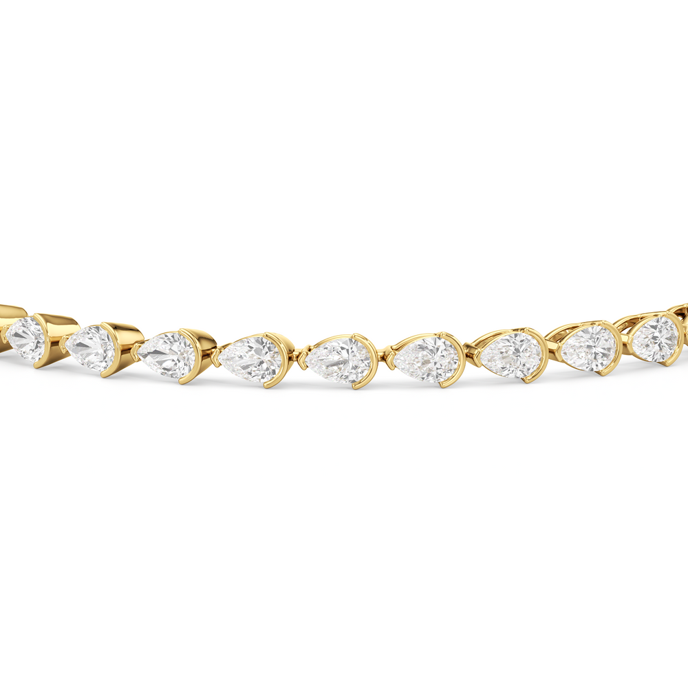 Trailing Pear Tennis Bracelet with 5 1/4 Cut Diamond in 14KT Yellow Gold view 6
